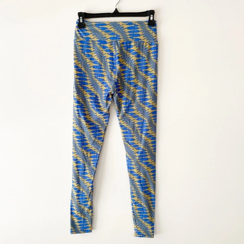 Giraffe Print Blue Yellow Legging | OS (Lularoe Size Chart: One Size 2-12) NWOT - Picture 6 of 8